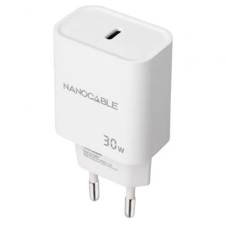 Nano Cable 10.10.2009 Cargador de Pared USB Tipo-C 30W Blanco Nano Cable 10.10.2009 Cargador de Pared USB Tipo-C 30W Blanco
